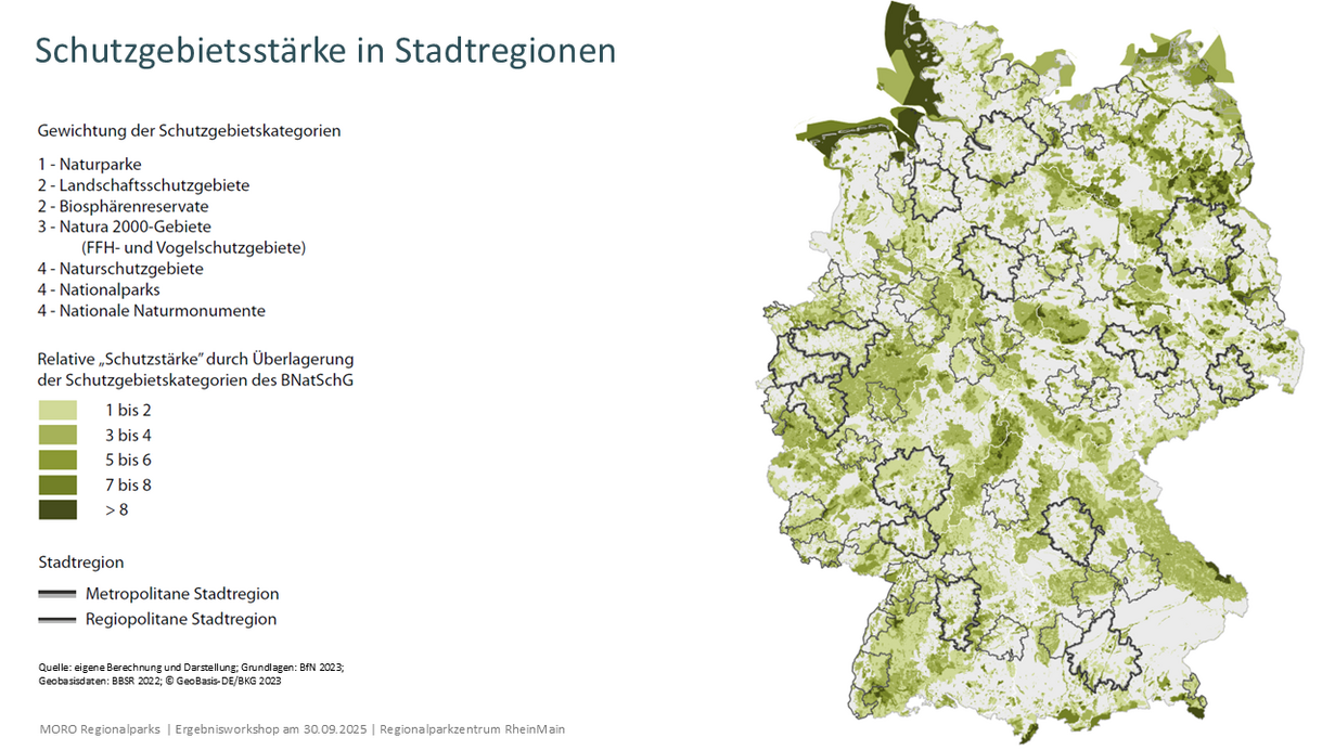 Schutzgebietsstärke in Stadtregionen | Quelle: agl Schutzgebietsstärke in Stadtregionen | Quelle: agl